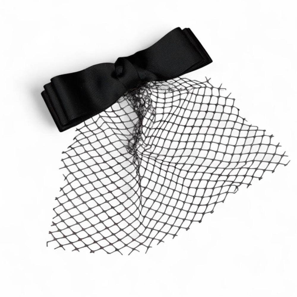 ★ Black Bow “Victorian Mourning Veil” Hair Clip ★